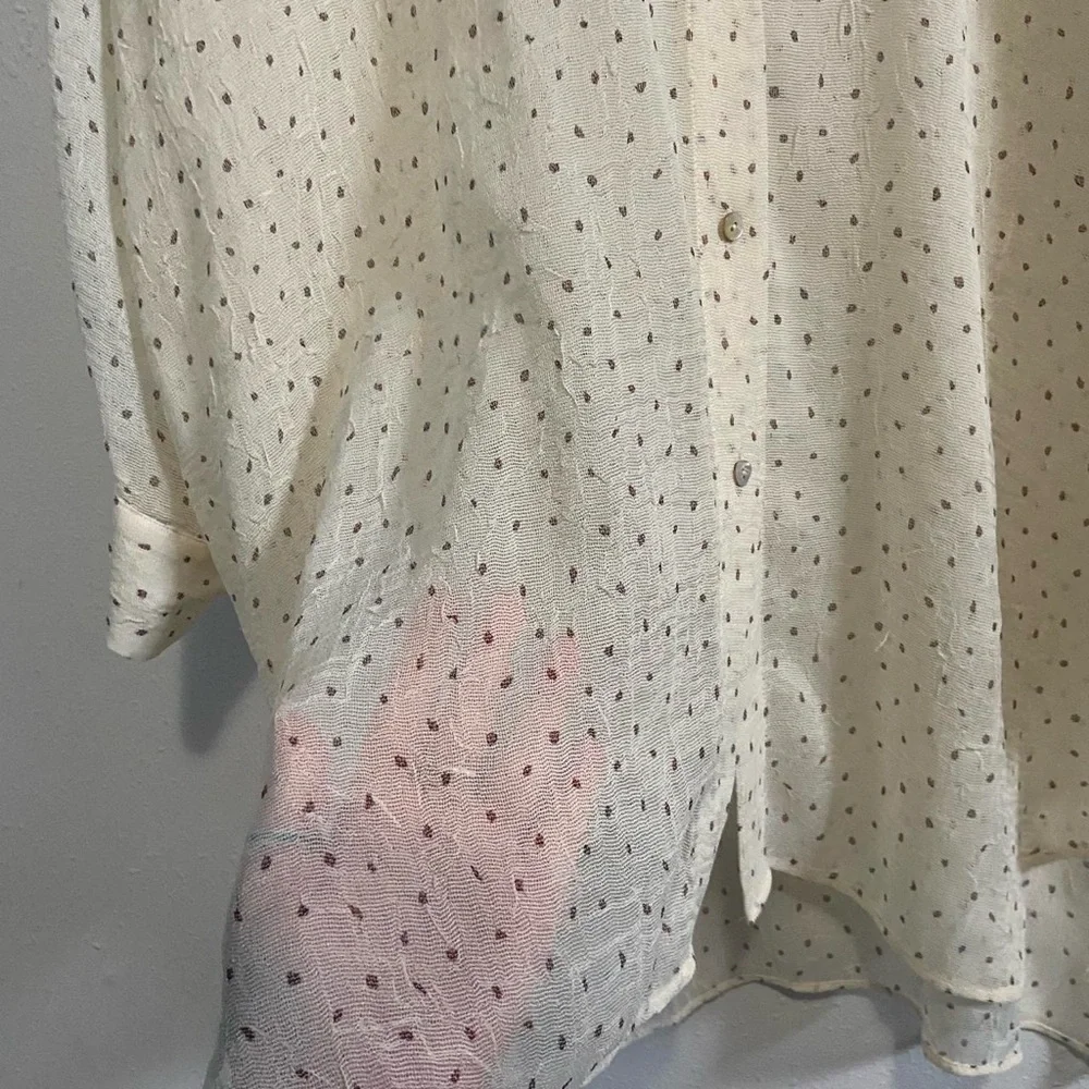 Zara Sheer Polka Dot Long Tunic Button-Down Top - Picture 5 of 8